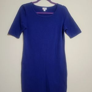 LuLaRoe, blue bodycon midi dress, size M